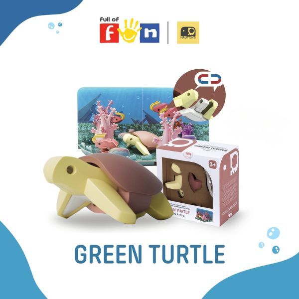 HALFTOYS (ฮาล์ฟทอยส์) Half Ocean : Green Turtle (Diorama) ของเล่นเสริมพัฒนาการเด็ก 3 ขวบขึ้นไป