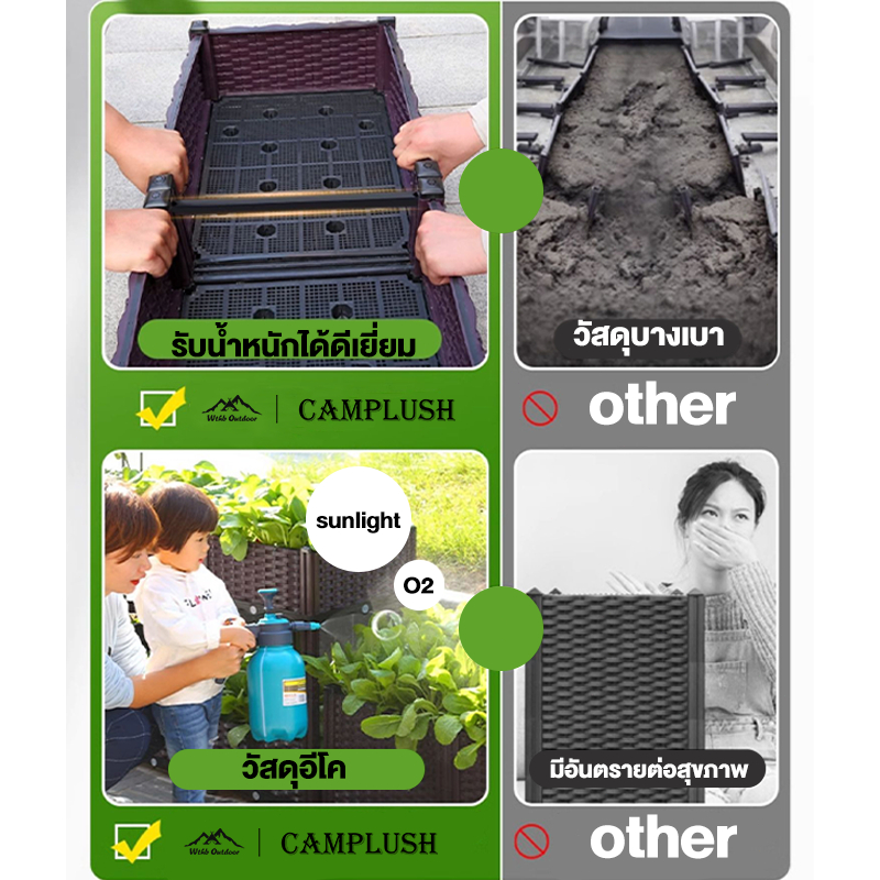 กระถางต้นไม้ กระบะปลูกผัก วัสดุ PP การเก็บน้ำอัจฉริยะ ลานบ้าน ระเบียง หลังคา  กระถางปลูกพืช - รูปที่ 3