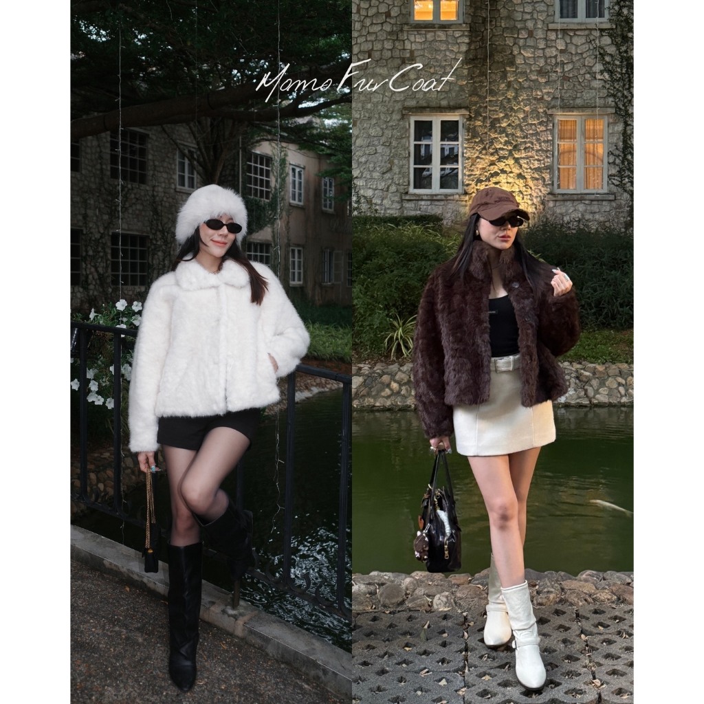 THESUNCO-Momo Fur Jackets เสื้อแจ็คเก็ตเฟอร์ขนฟูนุ่ม ใส่ได้2แบบ กันลมและเก็บความอุ่น