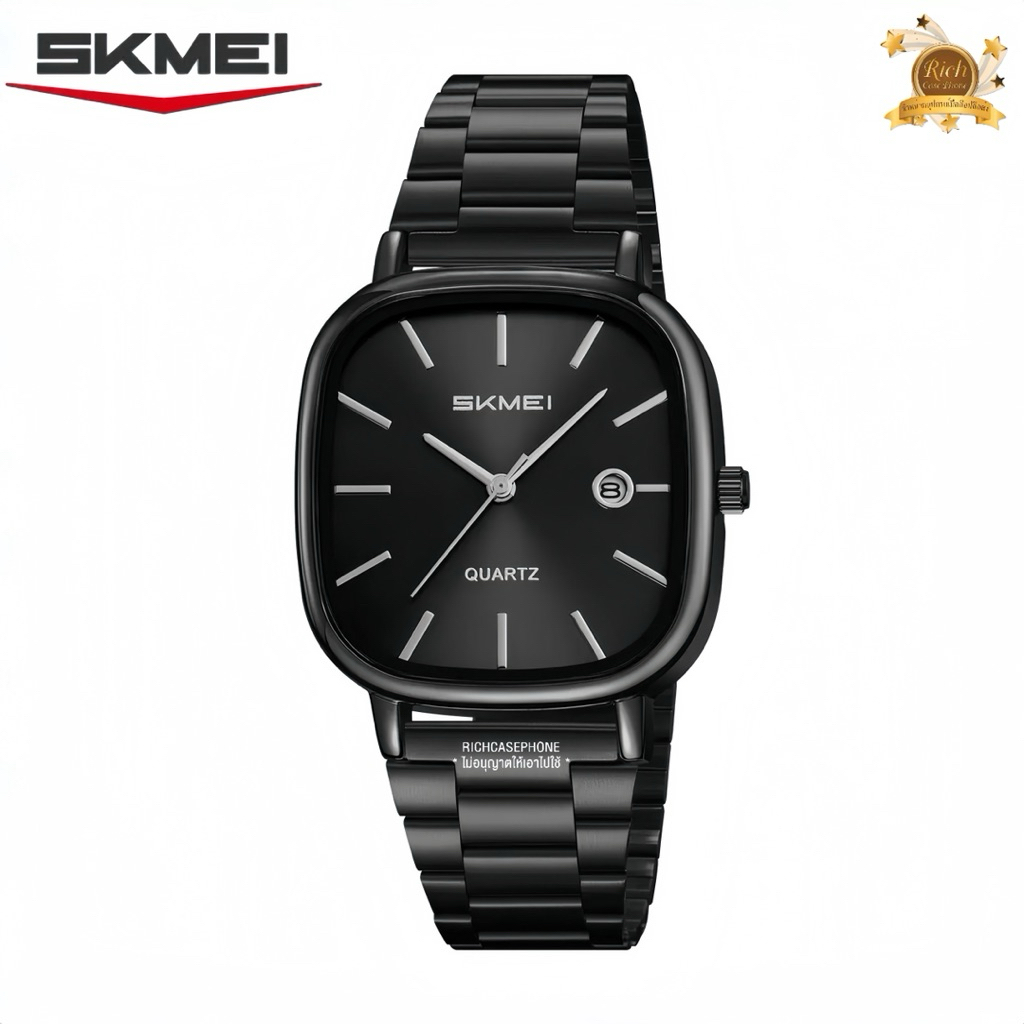 นาฬิกา SKMEI แท้ รหัส P199 กันน้ำ 100% ดูวันที่ได้ หน้าปัดเหลี่ยม สายสแตนเลส รับประกัน 1 ปี มีหลายสี แถมฟรี กล่องนาฬิกา