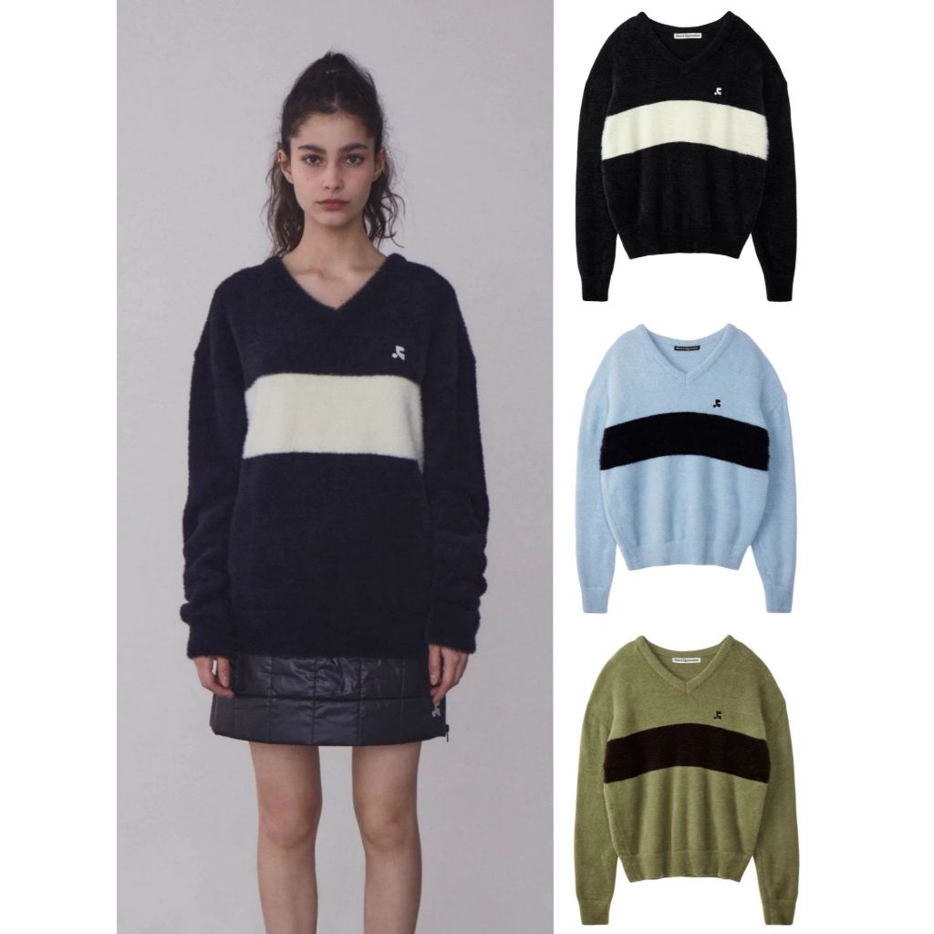 🚗พร้อมส่ง👚Rest&Recreation RR เสื้อสเวตเตอร์คอวีฤดูใบไม้ร่วงและฤดูหนาว