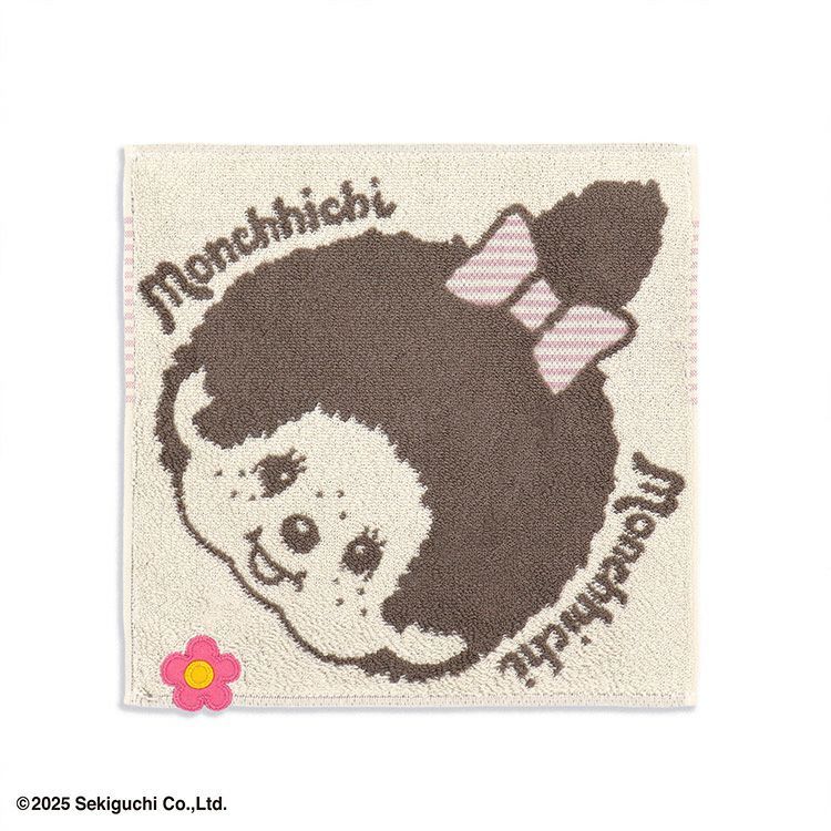[Monchhichi] ผ้าเช็ดหน้า ผ้าขนหนู (Monchhichi-chan) ผ้าเช็ดหน้าผืนนี้มีความนุ่มและฟูเมื่อสัมผัส ผลิตจากผ้าฝ้าย 100%