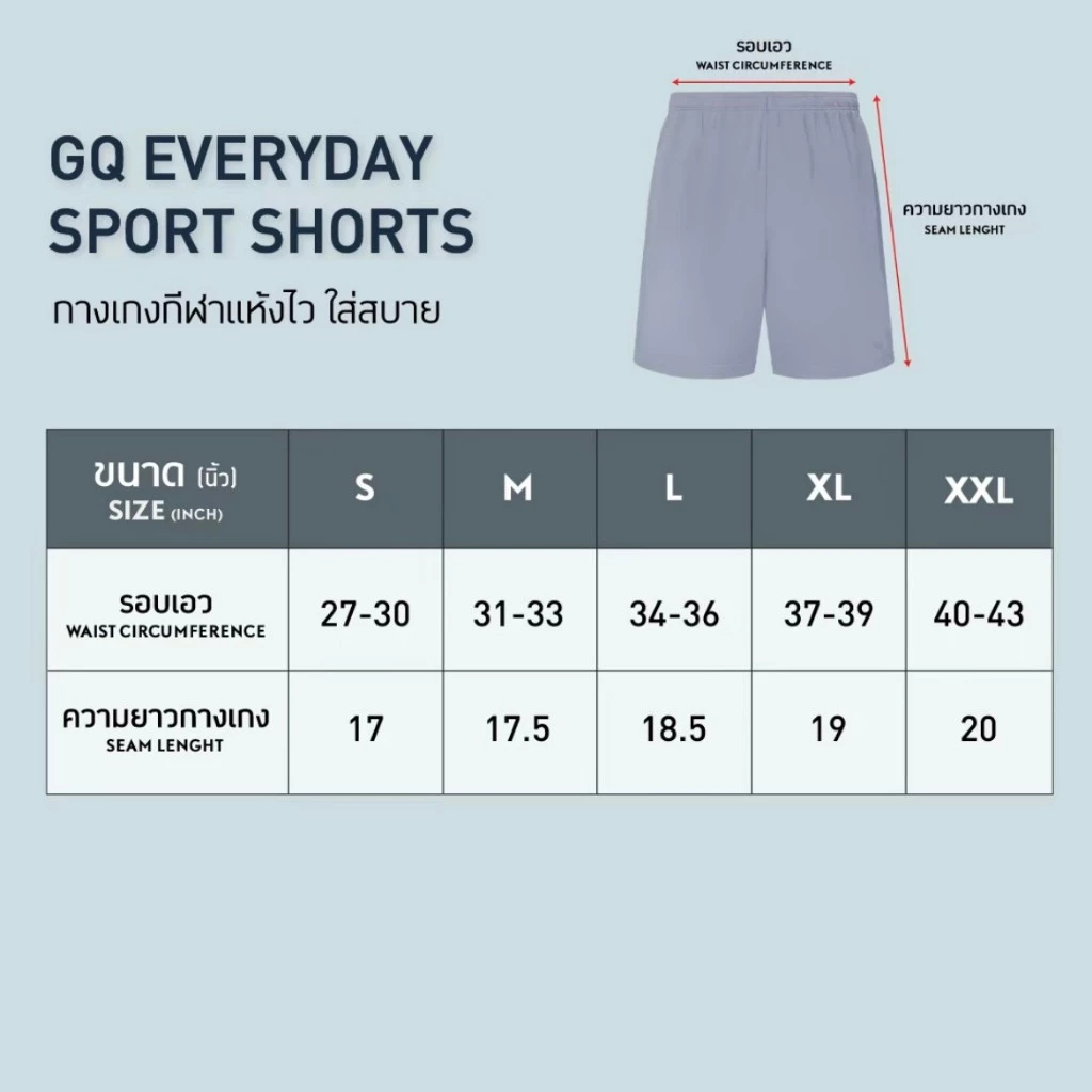 GQ Everyday Sports Shorts ​กางเกงขาสั้นกีฬา  เนื้อผ้าแห้งไว เบาสบาย​ thumbnail 7