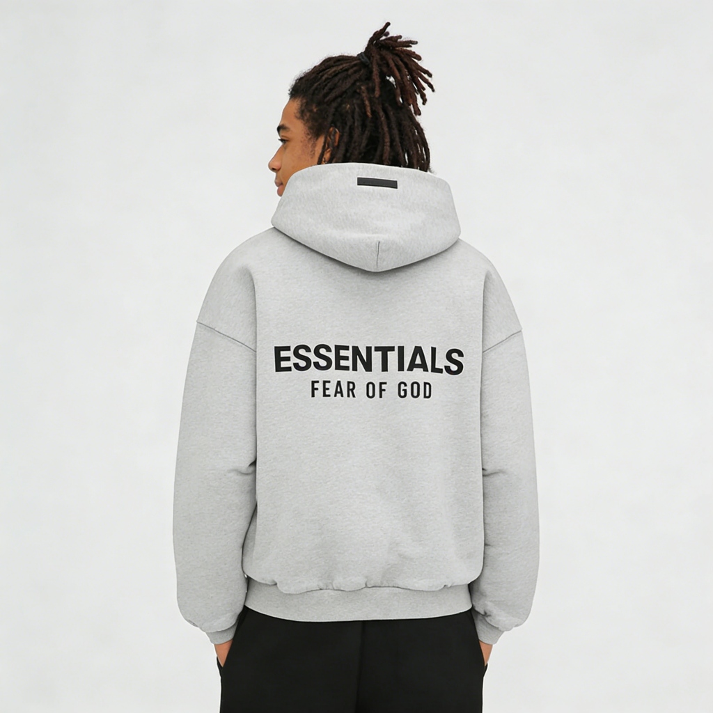 【ของแท้ 】ฮู้ดี้แบบ-Unisex Heather Gray Fear of God Essentials Hoodie FOG(FW24)มีสินค้าในสต๊อก - รูปที่ 3