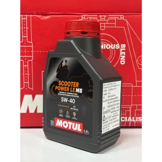 น้ำมันเครื่อง รถมอเตอร์ไซค์ MOTUL Scooter Power LE 4T 5W-40 ขนาด 0.8 ลิตร น้ำมันเครื่องสังเคราะห์แท้ 100%