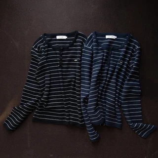 (พร้อมส่ง) avo เสื้อแขนยาวไหมพรมลายทางผ้านุ่มมากก chiko line tops