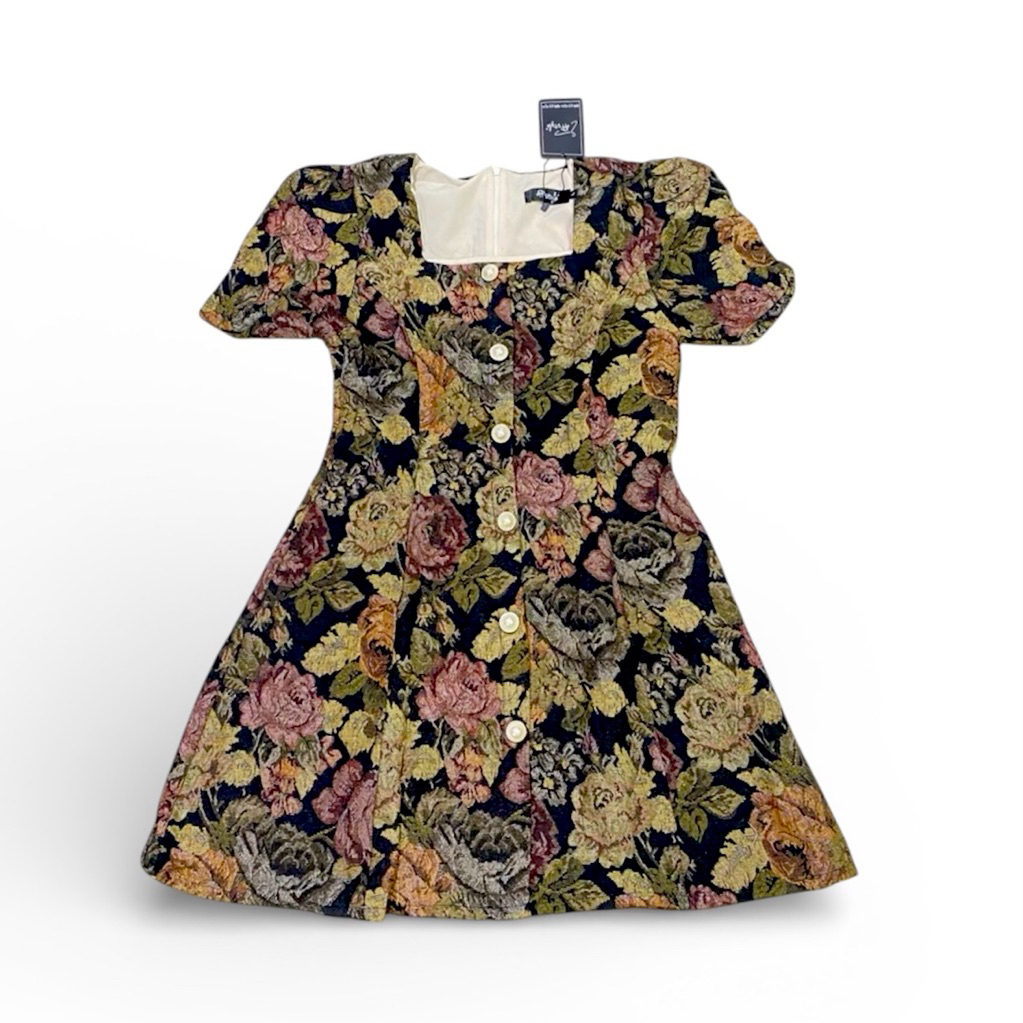 เดรสผ้าทอ ลายดอก ap style ไซต์ L