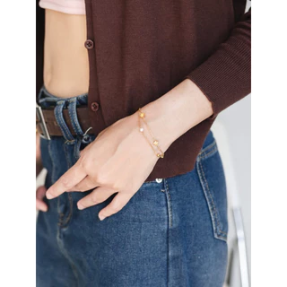 A.piece กำไล Stardust petite collection (waterproof) : [stainless steel] Stardust twin chain bracelet