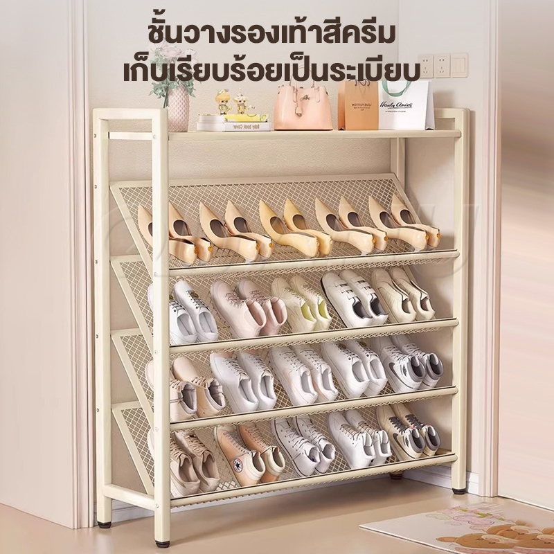 QUANU ชั้นวางรองเท้า ชั้นรองเท้า ชั้นวางรองเท้าแบบเรียบง่าย การออกแบบแบบพับได้ กันน้ำและกันสนิม ติดตั้งง่าย ทนทาน รูปที่ 8