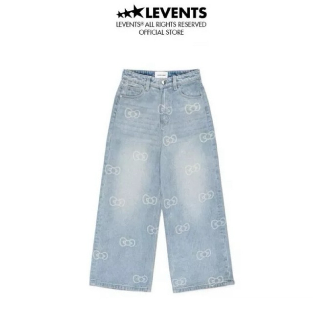 Pre-order (14-20days) 🇻🇳 แบรนด์เวียดนาม Levents® | Levents® x Hello Kitty | Baggy Jeans/Blue Pants U