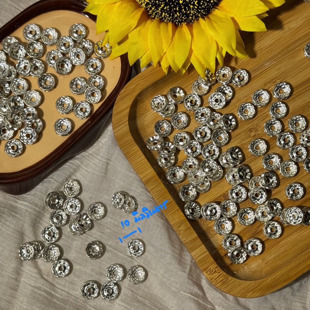 ตัวคั่นลูกปัด CCB ขนาด 10 มิล สีเงิน – Spacer Beads สำหรับงานเครื่องประดับ