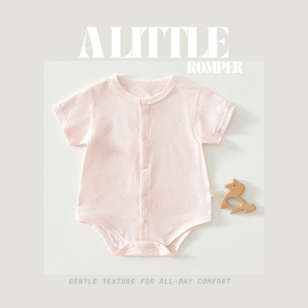 totty.apparel ชุดบอดี้สูทเด็กอ่อน แขนสั้นขาเว้า โทนสีพื้น เนื้อผ้าพรีเมียม