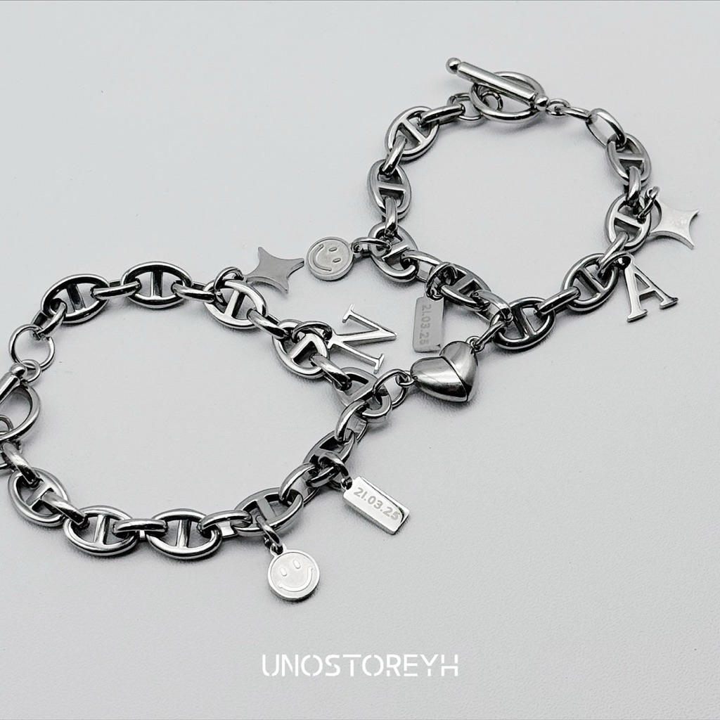 🔥Oath set01 ข้อมือลายoath chain 2เส้น พร้อมจี้ตามรูป(แถมฟรีกล่องใส่เครื่องประดับ,ไม่รวมจัดเซตของขวัญ)