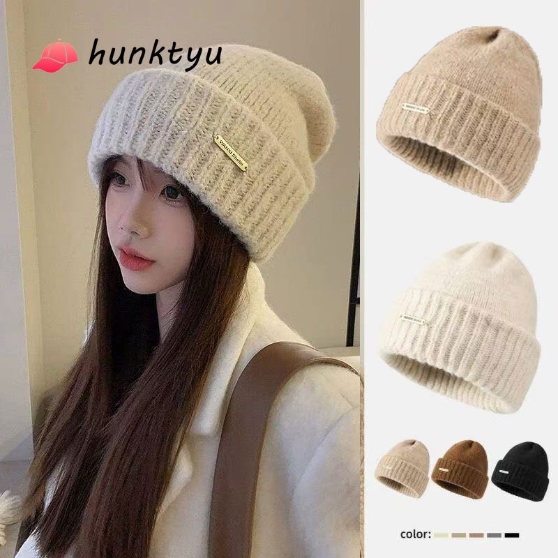 COD💕หมวกไหมพรมเรียบง่าย ยืดหยุ่น แบบนิ่ม ให้ความอบอุ่น หมวกกันหนาว อเนกประสงค์ หมวกถัก