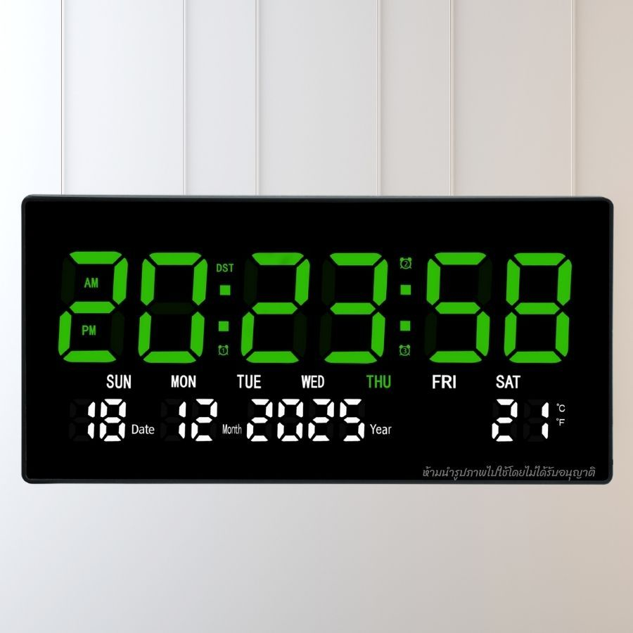 HB-6823 Digital Clock แขวนผนัง ปลุก 3 เวลา โหมด 5/6/7 วัน ขนาด 47×23×3CM พร้อมส่ง - รูปที่ 4