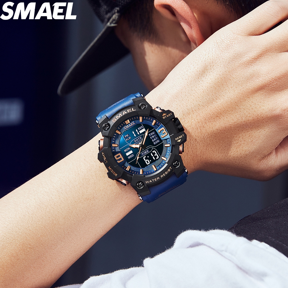 SMAEL 8049 สไตล์ยุทธวิธี, เกียร์ฮาร์ดคอร์! เกรดทหารกันน้ำและกันกระแทก, โซนเวลาคู่ LED Backlight ช่วยให้คุณควบคุมสภาพแวดล - รูปที่ 6