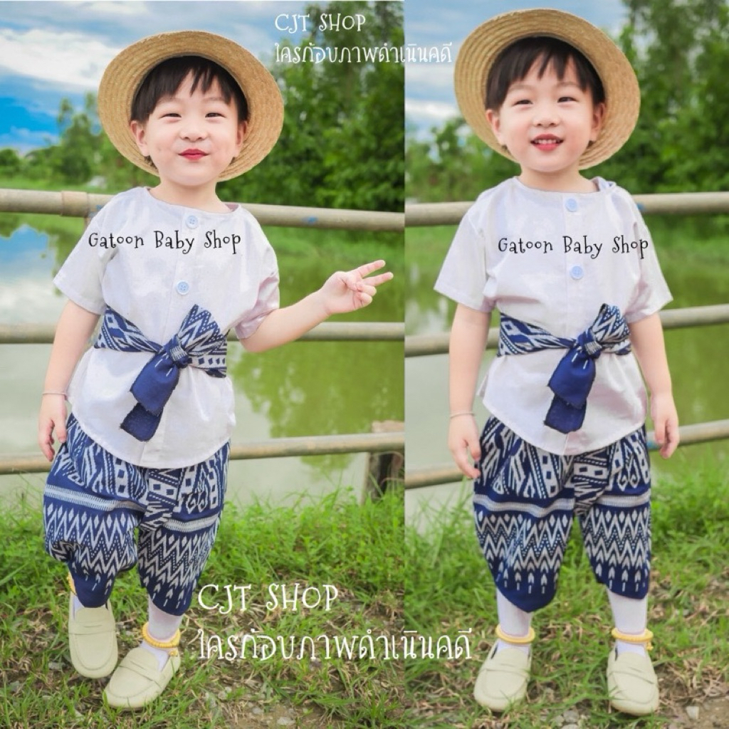ชุดไทยเด็ก ผู้หญิง ผู้ชายสีกรม  ใส่คู่ สุดน่ารัก ราคา ถูกที่สุด ดีลบีเคเค แกลเลอรีภาพที่ 4