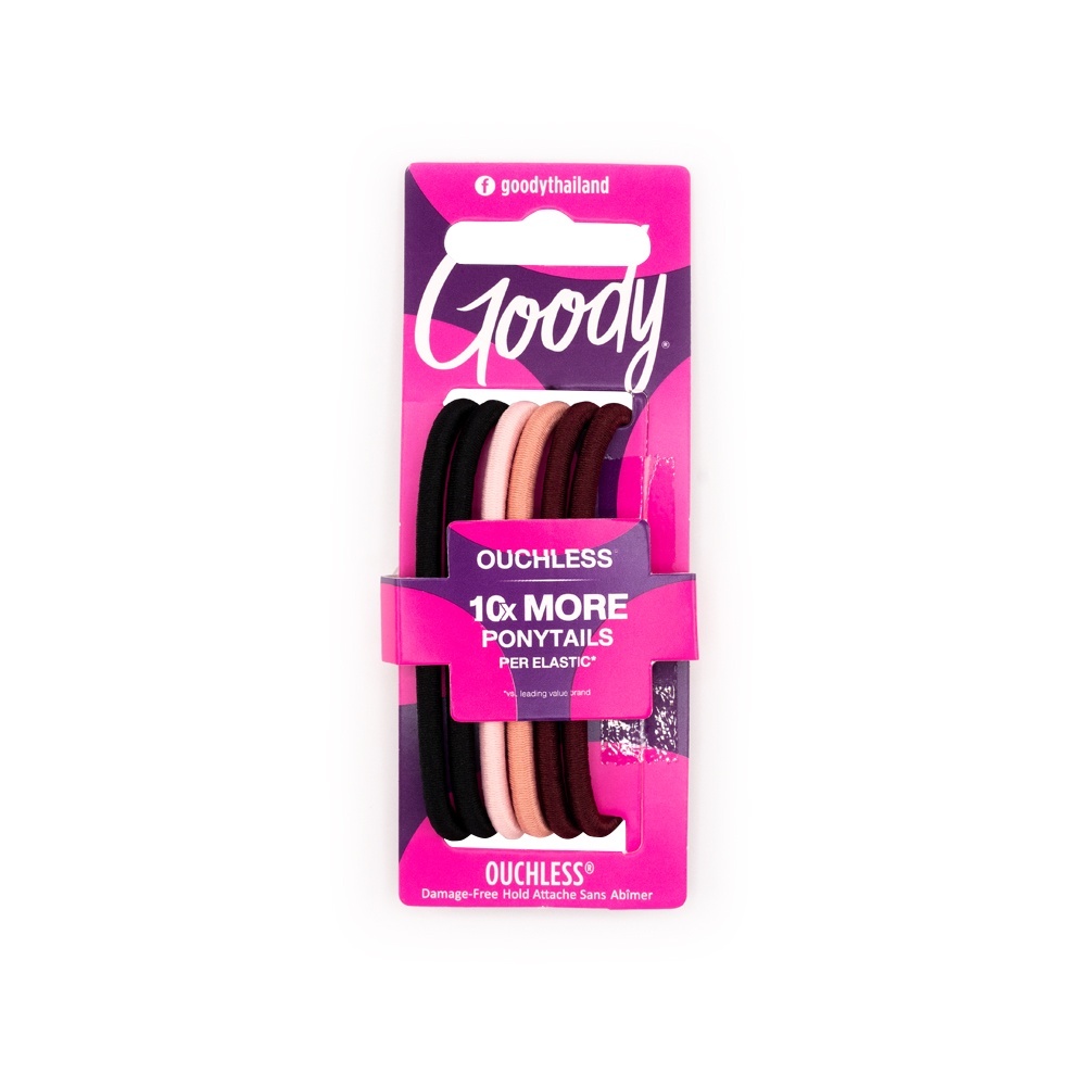 [Goody] 15712 ยางรัดผมคุณภาพดี Ouchless 4MM Large Elastics Moderne - คละสี  (6 ชิ้น)