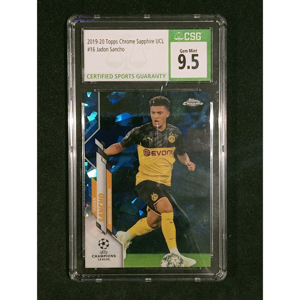 Jadon Sancho Rookie Card 2019 Topps Chrome Sapphire Edition CSG 9.5