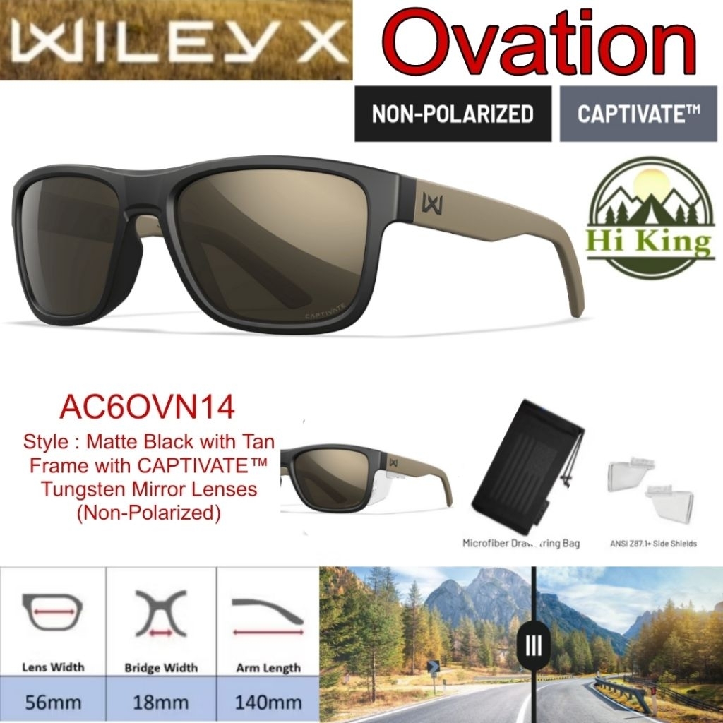 แว่นตา Wiley  X รุ่น OVATION เลนส์ Captivate  กรอบสี Tan AC6OVN14 Sunglasses แว่นกันแดด กันสะเก็ด Sa