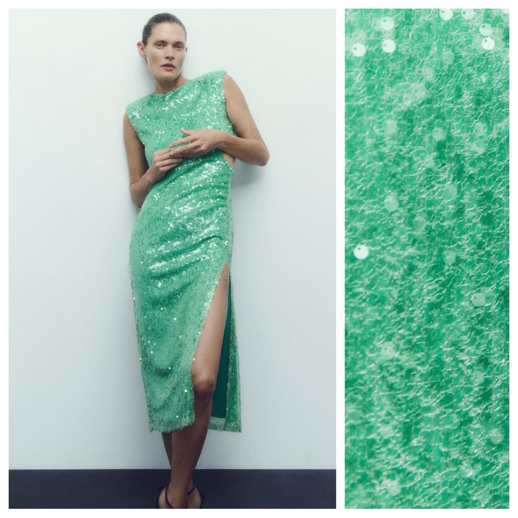 Dress Zara ไปงานแต่ง ผ้า sequined มือสอง