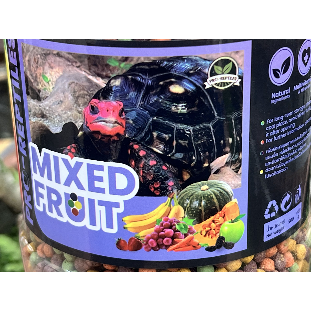 อาหารเต่าบก Proreptile Mixfruite ขนาด 500 G สำหรับเต่าสายชื้น [สินค้าล๊อตใหม่] +ฟรีอาหารตัวอย่าง!!