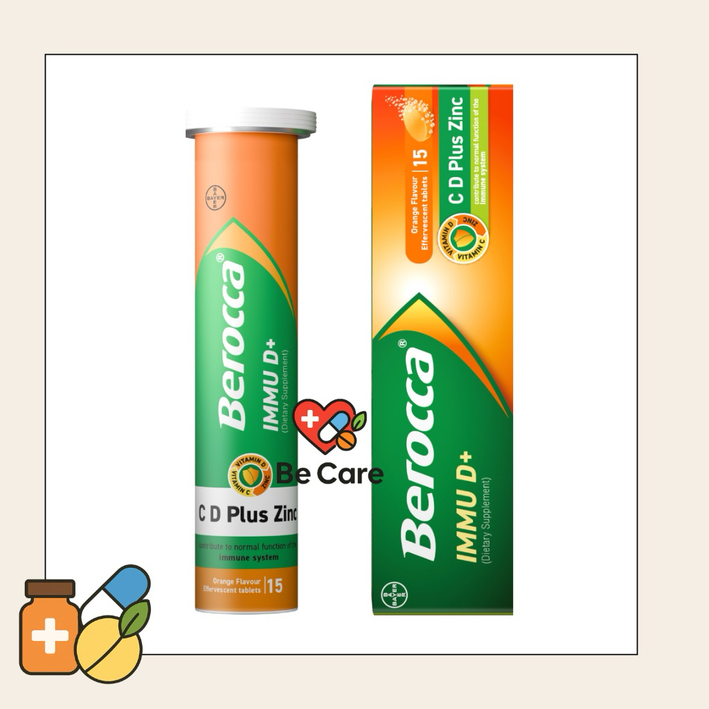 Berocca IMMU D+ Vitamin C, D, Zinc  บีรอคคา อิมมู ดี พลัส วิตามินซี ดี และ สังกะสี บีรอคค่า 15เม็ด