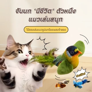 ของเล่นแมว ของเล่นแมวเสียงนกจําลองนก ตุ๊กตาผ้าสำหรับสัตว์เลี้ยง พร้อม Catnip ดึงดูดแมว ของเล่นสัตว์เลี้ยง