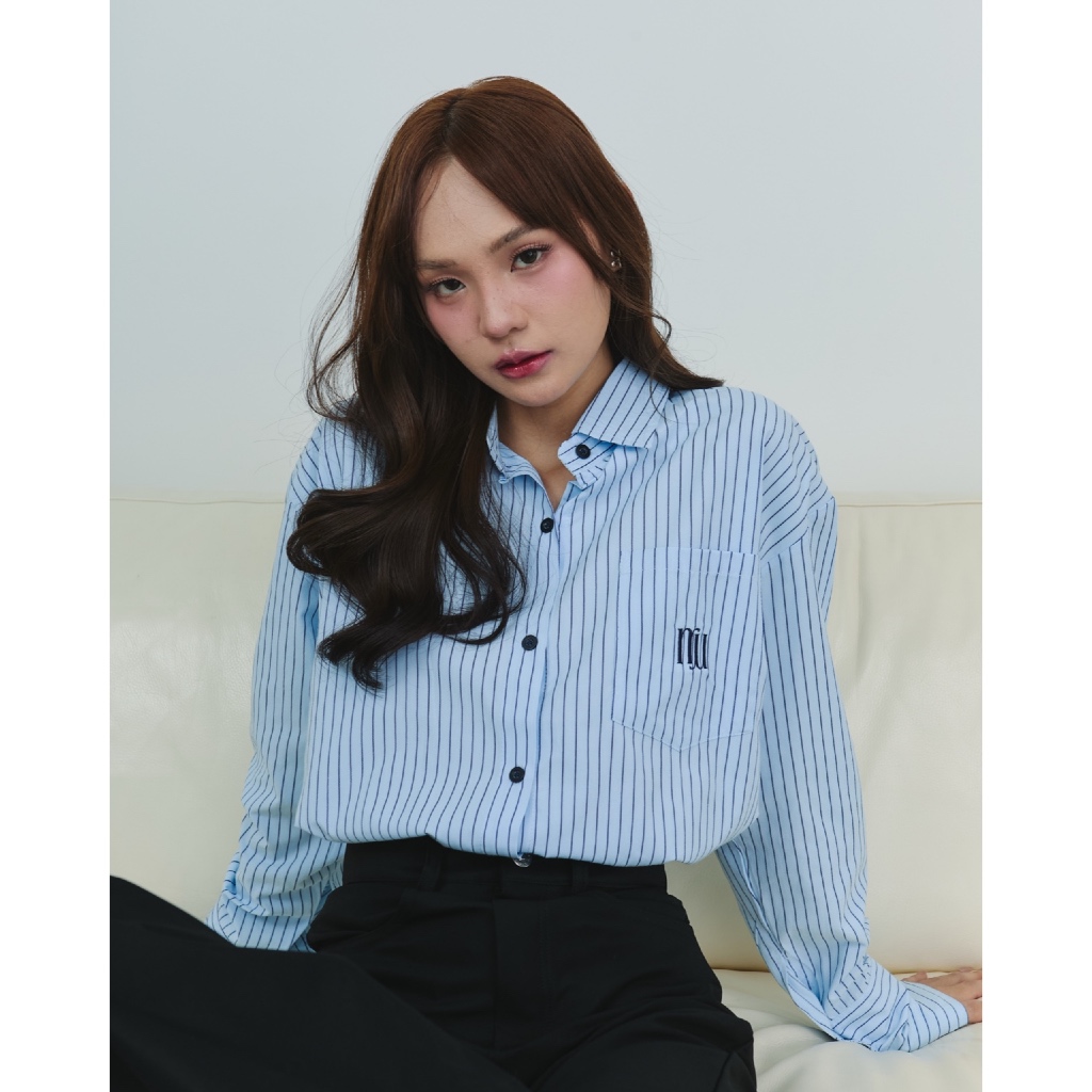 Emmy soft stripe shirt เสื้อเชิ้ตผู้หญิง แขนยาวลายทาง