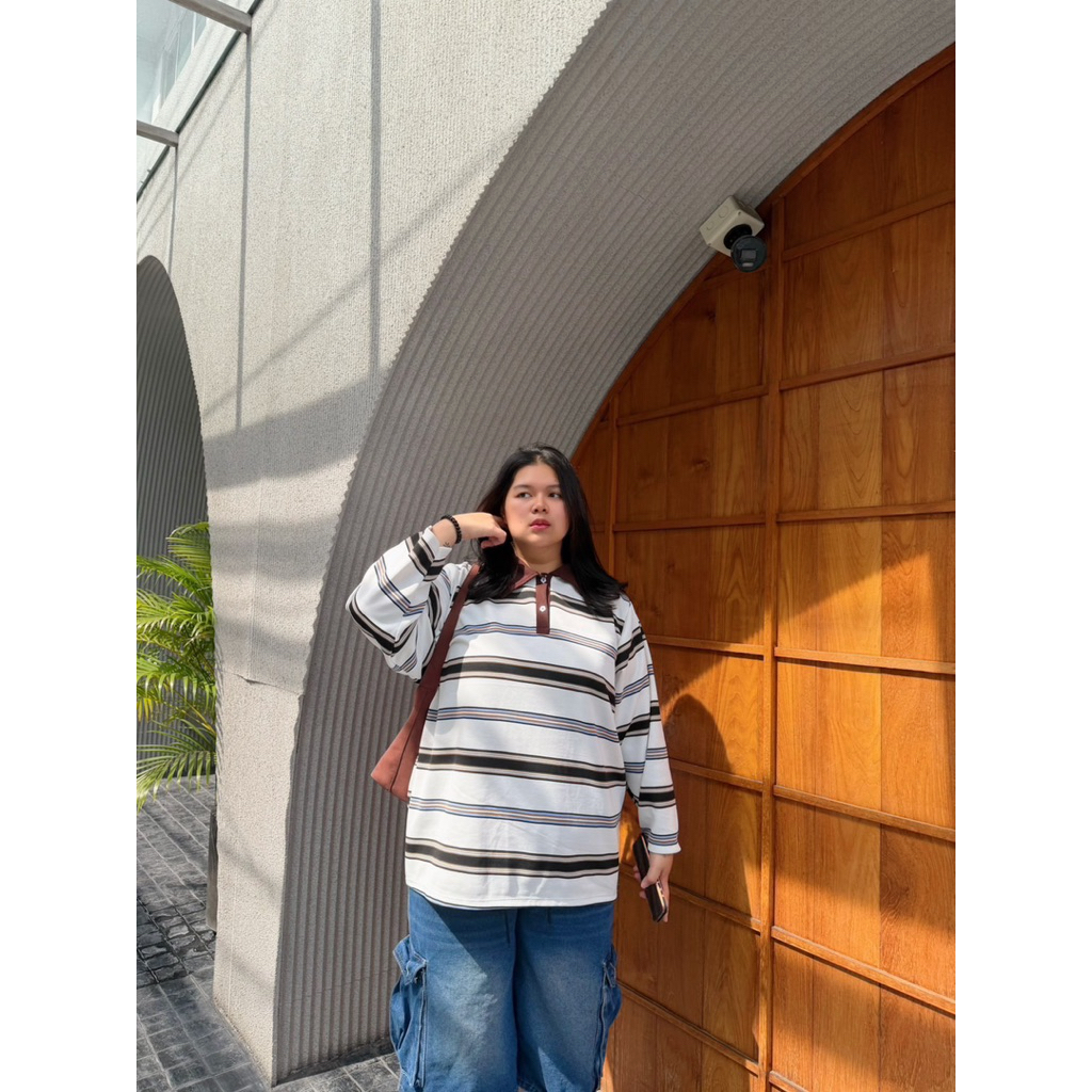 RUGBY STRIPED POLO เสื้อโปโล ลายทาง ไซส์ใหญ่ อก58