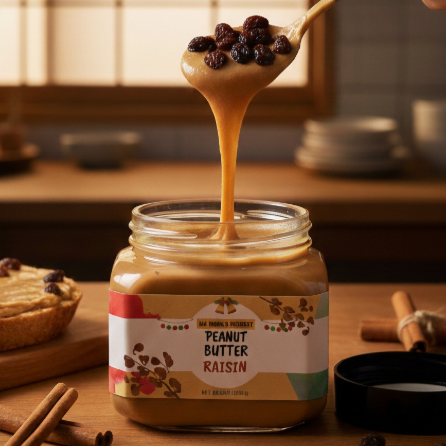 เนยถั่วผสมลูกเกด (PEANUT BUTTER -  Raisin) 200 g.|ไม่มีน้ำตาลน้ำมันเกลือวัตถุกันเสีย
