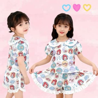 BB110 พร้อมส่ง ชุดสองชิ้น เสื้อ+กางเกงขาสั้น ลายการ์ตูนนางเห…