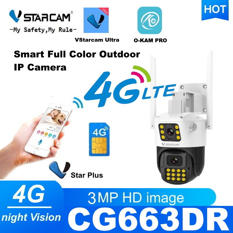 Vstarcam CG663DR ( ใส่ซิมได้ 4G ) ความละเอียด 2.0MP(1296P) กล้องวงจรปิดไร้สาย Outdoor ภาพสี มีAI+