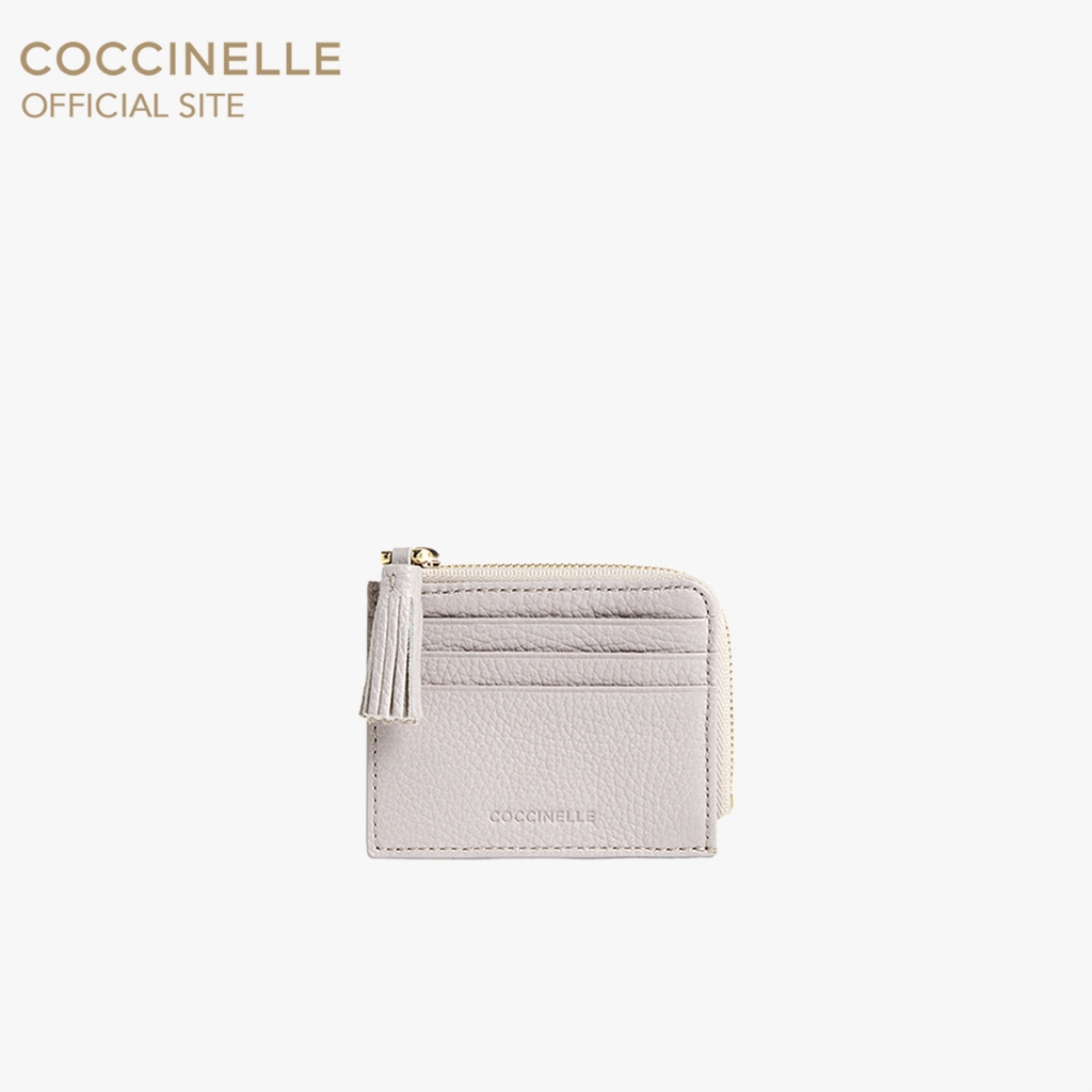 COCCINELLE กระเป๋าใส่บัตรผู้หญิง รุ่น TASSEL DOCUMENT HOLDER 128901 สี OYSTER