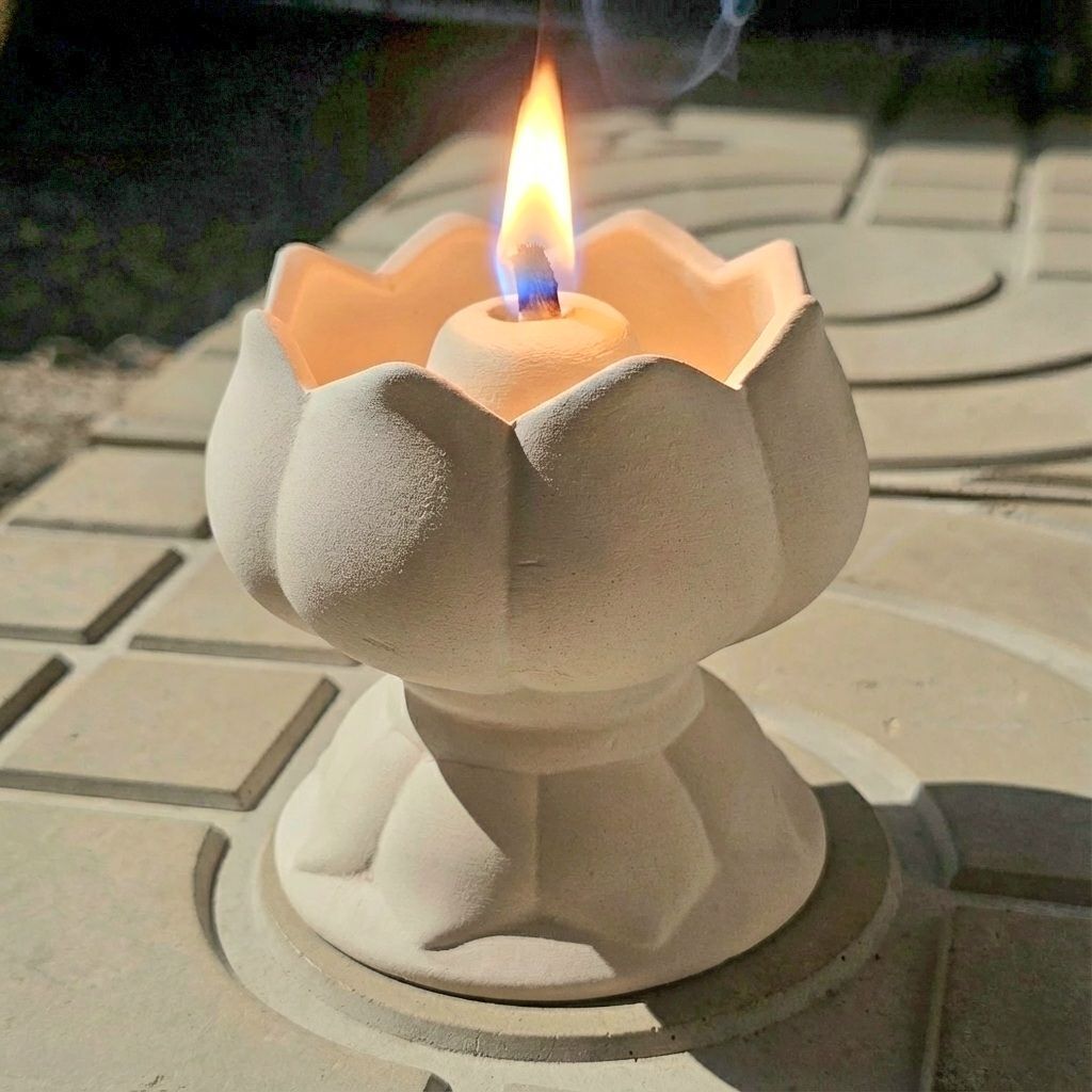 ตะเกียงน้ำมันพืชจุดนาน 6 ชั่วโมง ชนิดเติมน้ำมันพืช น้ำมันปาล์มน้ำมันมะพร้าว งานฝีมือ Made in Thailand