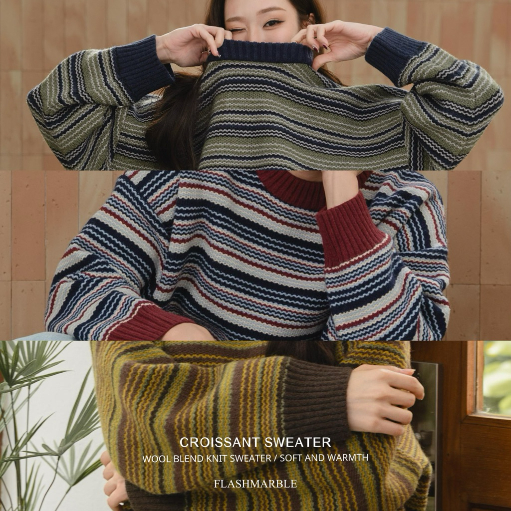 FLASHMARBLE CROISSANT SWEATER เสื้อไหมพรม ทอหนานุ่ม อุ่น