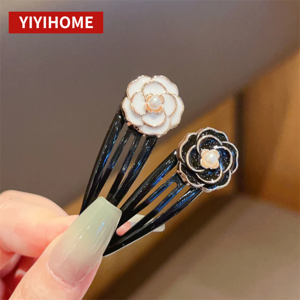 YIYIHOME กิ๊บติดผมดอกคามิเลีย กิ๊บติดหน้าม้า กิ๊บติดผมด้านข้าง คลิปผมผู้หญิง สไตล์เกาหลี BB CLIP