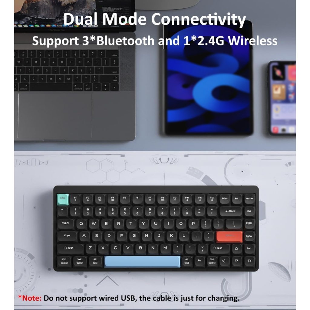 🇹🇭 YK84 Low Profile Mechanical Keyboard 75% 84 ปุ่ม คีย์บอร์ดไร้สาย Bluetooth/2.4G ชาร์จ USB-C สำหรับทำงานและเล่นเกม - รูปที่ 2