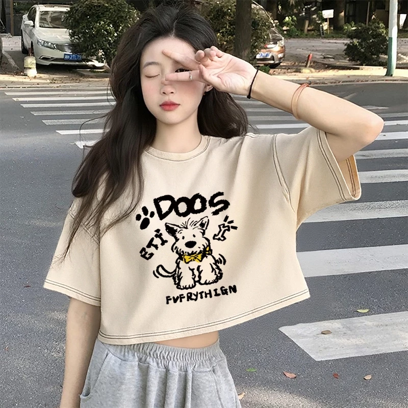 เสื้อครอปเอวลอยสาวอวบอ้วนไซส์ใหญ่ oversize เสื้อผ้าแฟชั่นวัยรุ่นน่ารักๆ เสื้อยืดลายการ์ตูนสวยๆผู้หญิงฤดูร้อนแบบหลวมใหม่