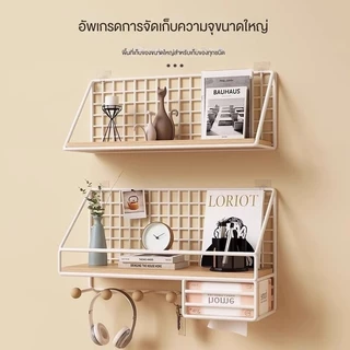 ชั้นวางของติดผนัง สีขาว ติดตั้งง่ายไม่ต้องเจาะผนัง ทนทานแข็งแรง หลากหลายรูปแบบสำหรับการจัดเก็บ