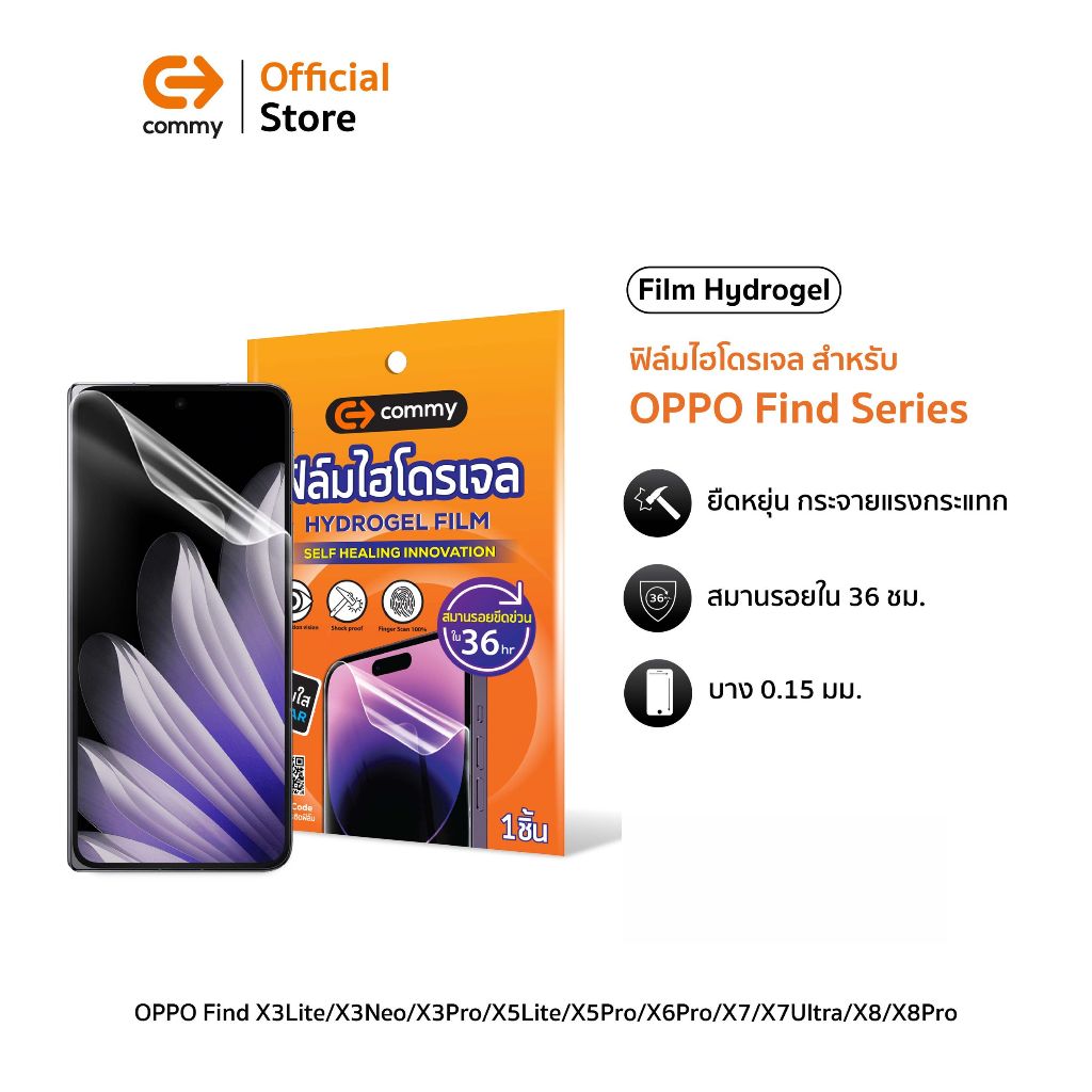 Commy ฟิล์มกันรอยไฮโดรเจลสำหรับ OPPO Find X3Lite/X3Neo/X3Pro/X5Lite/X5Pro/X6Pro/X7/X7Ultra/X8/X8Pro