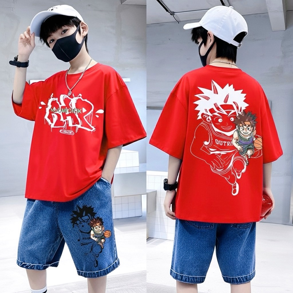 พร้อมส่ง เสื้อผ้าเด็กผู้ชาย แฟชั่นชุดเด็กผู้ชาย เซ็ท2ชิ้น เสื้อ+กางเกงยีนส์เด็ก 3-14ปี เสื้อผ้าเด็กโตชายชุดเซ็ทยีนส์เด็ก