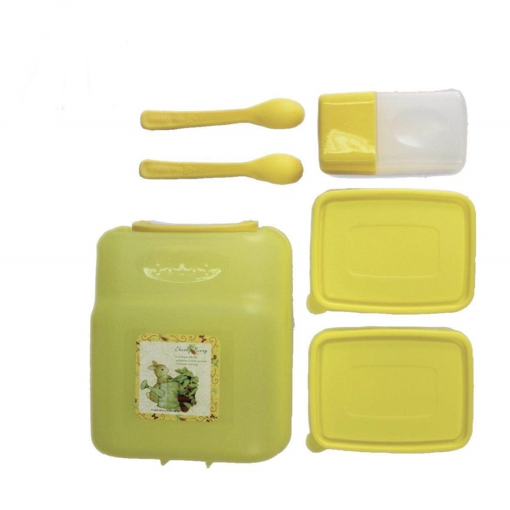 Am Ali Mall  ชุดกล่องใส่อาหารสำหรับเด็ก  5ชิ้น สีเหลือง