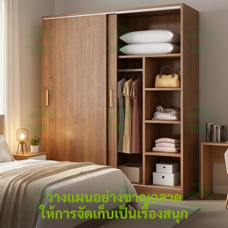 ตู้เสื้อผ้าตู้ประตูบานเลื่อนครัวเรือนตู้เสื้อผ้าบ้านเช่าเรียบง่าย thumbnail 9