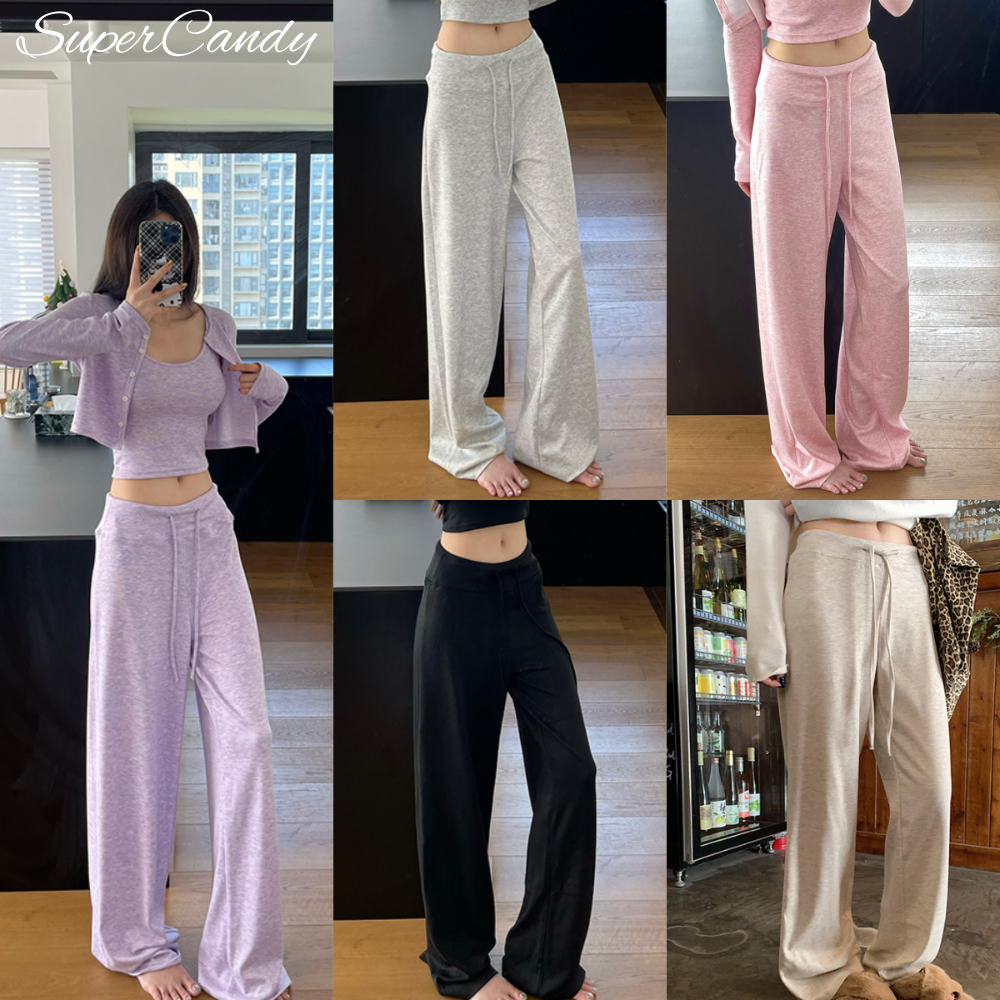 SuperCandy🌷ชุดลำลองผู้หญิง รวมคาร์ดิแกนแขนยาวและกางเกงขากว้าง สไตล์สวมใส่ง่ายและสบายตัว