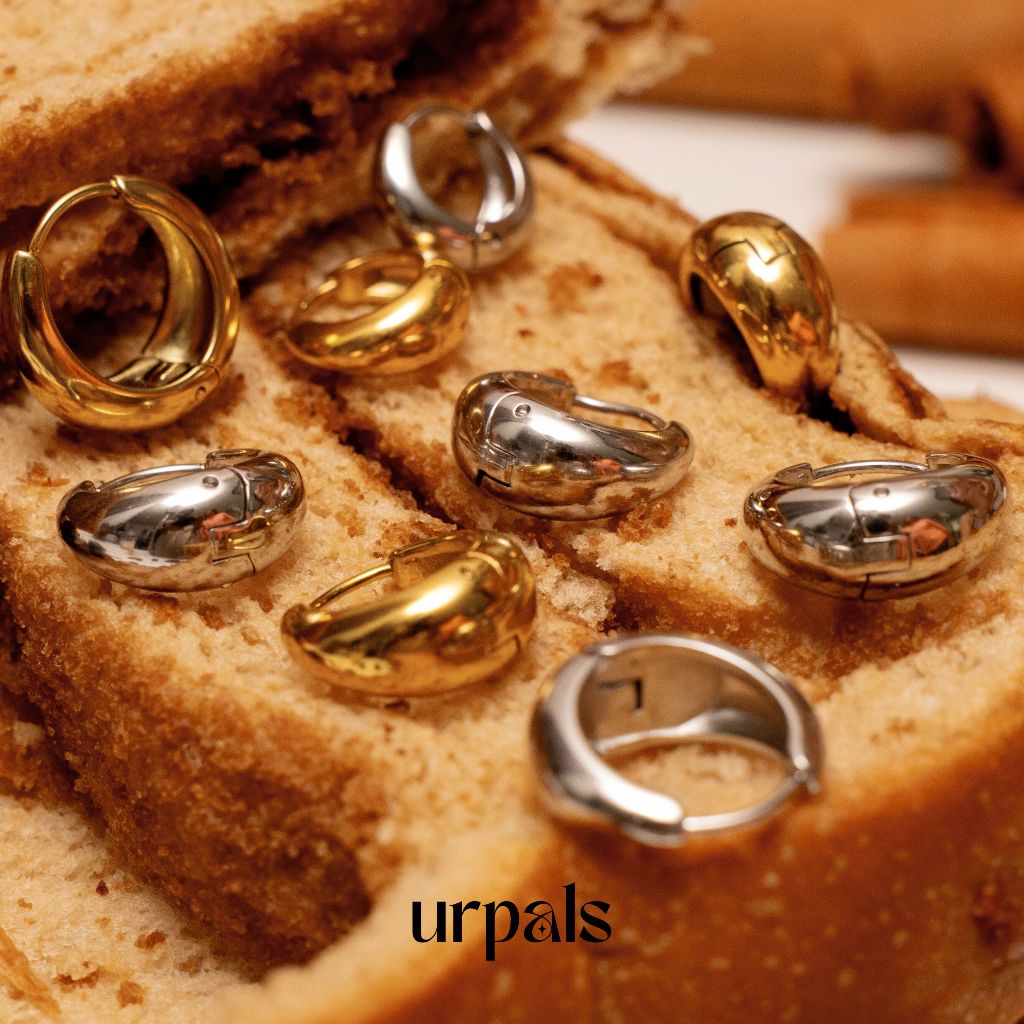 URPALS ต่างหูห่วง ต่างหู Stainless ชุบทอง 18K แพ้ง่ายใส่ได้ - รูปที่ 5