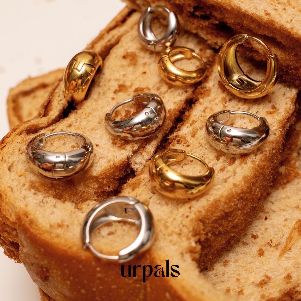 URPALS ต่างหูห่วง ต่างหู Stainless ชุบทอง 18K แพ้ง่ายใส่ได้ - รูปที่ 4