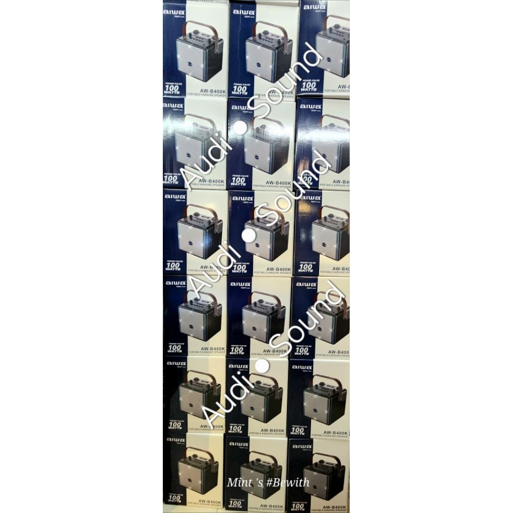 AIWA AW-B400K Karaoke Bluetooth Speaker ลำโพงบลูทูธพกพาคาราโอเกะ ( แถมไมค์ 2 ตัว ) ของแท้‼️ ของใหม่ท