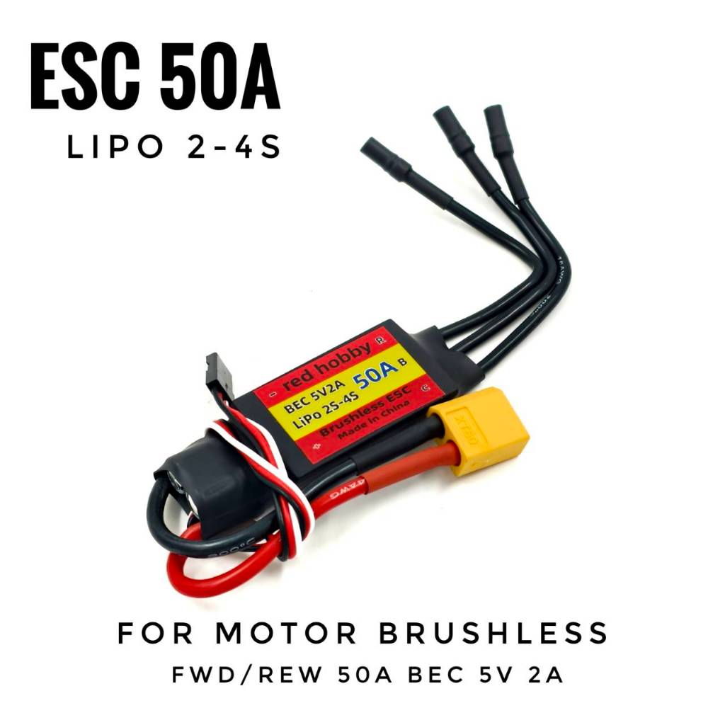 สปีดคอนโทลสามสายสำหรับมอเตอร์บลัสเลส รถบังคับ/เรือ ESC 50A Speed Control For Brushless motor Fwd/Rev