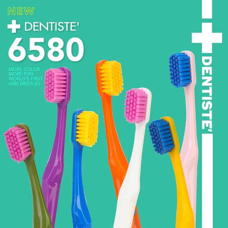 คละสี 1 ด้าม Dentiste 6580 Gum and toothbrush | เดนทิสเต้แปรงสีฟันป้องกันเหงือกร่น มีขนแปรงมากกว่าแปรงสีฟันทั่วไป 6 เท่า